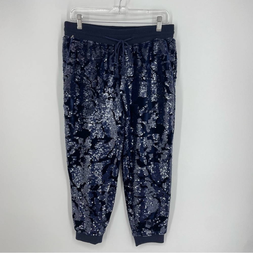 Anthropologie Navy Sequin Jogger Pants